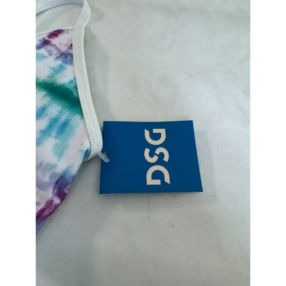 DSG Girls Tie Dye Bound Bikini Top Multicolor Triangle Swim Top Size XL NWT